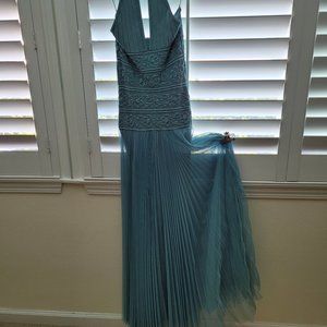 Herve Leger teal gown